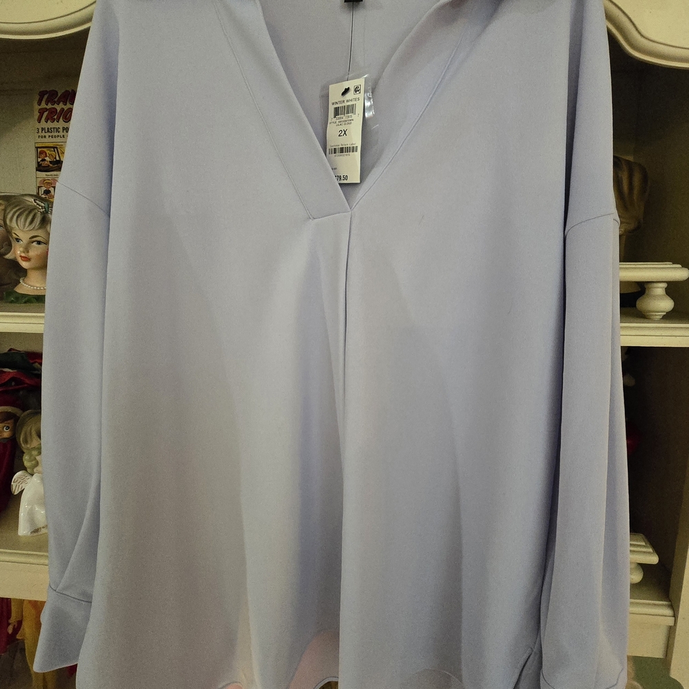 Alfani Light Blue V-Neck Blouse